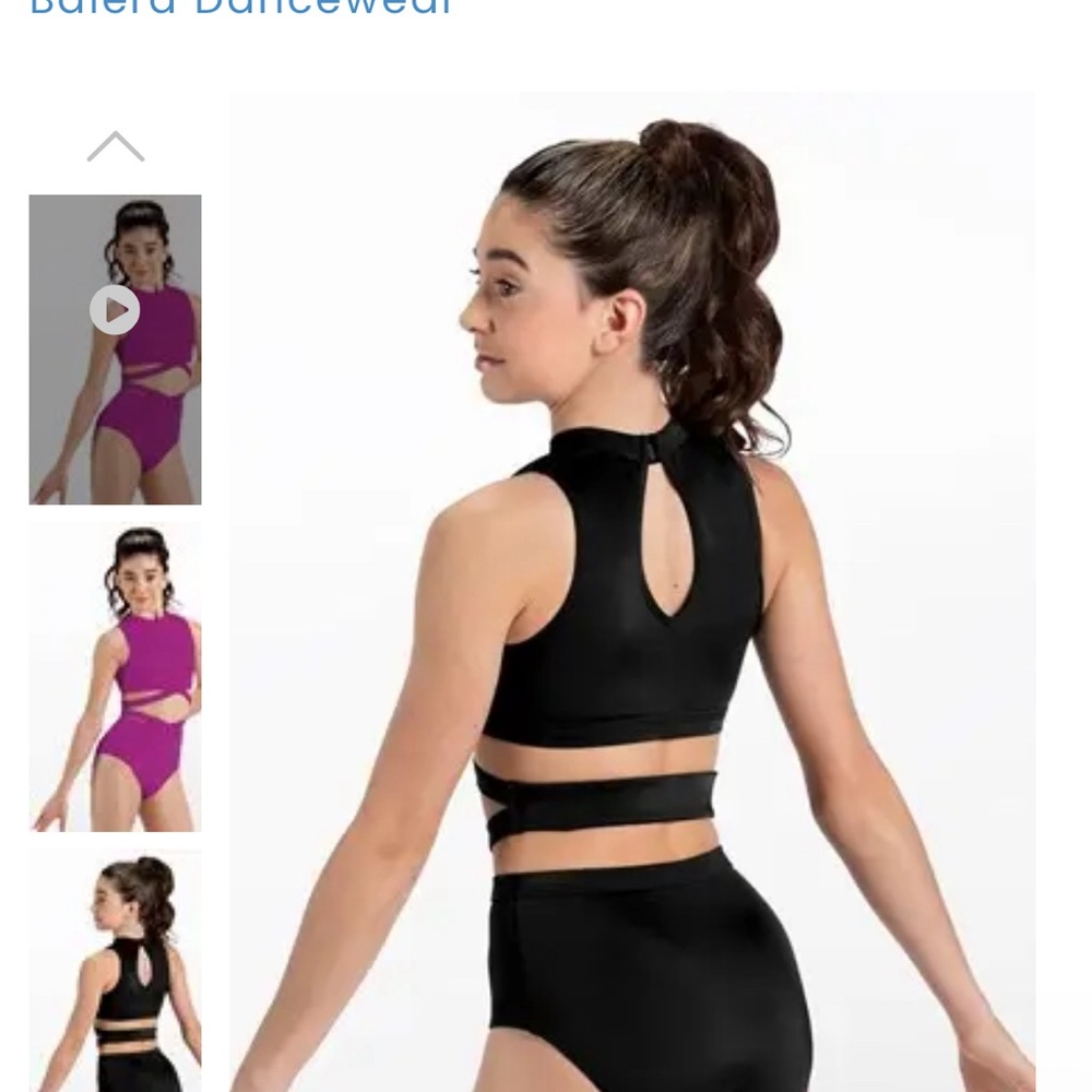 Black Two-Piece Rhinestone Jazz Dance Costume - Picture 7 of 7